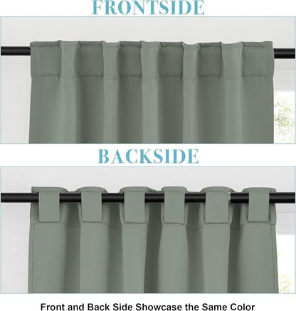 RYB HOME Sage Green Curtains for Bedroom, Vertical Privacy UV Protection Shades - Image 2