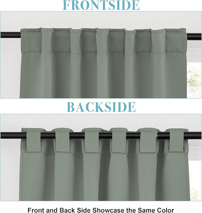 RYB HOME Sage Green Curtains for Bedroom, Vertical Privacy UV Protection Drapery - Image 3