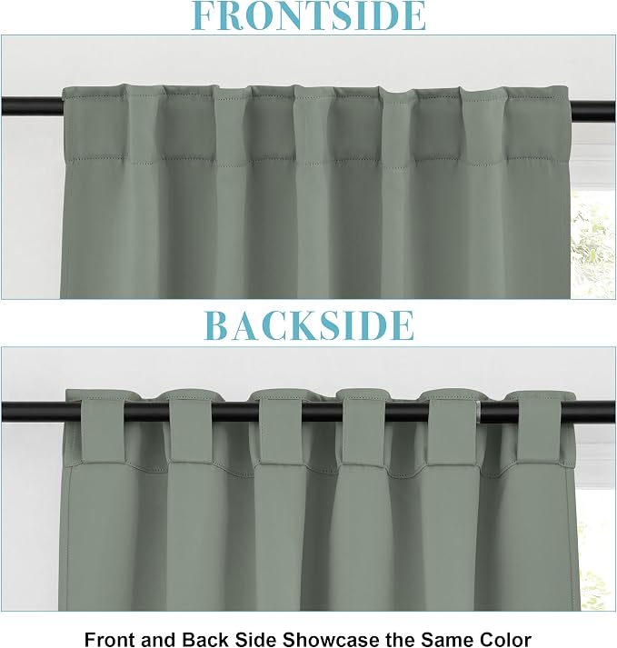 RYB HOME Sage Green Curtains for Bedroom Living Room, Vertical Privacy UV - Image 2