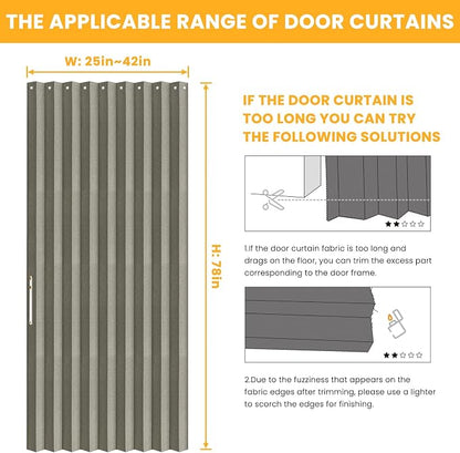 AJAZZ 100% Blackout Accordion Door Magnetic Door Curtain Folding Closet Doors - Image 2