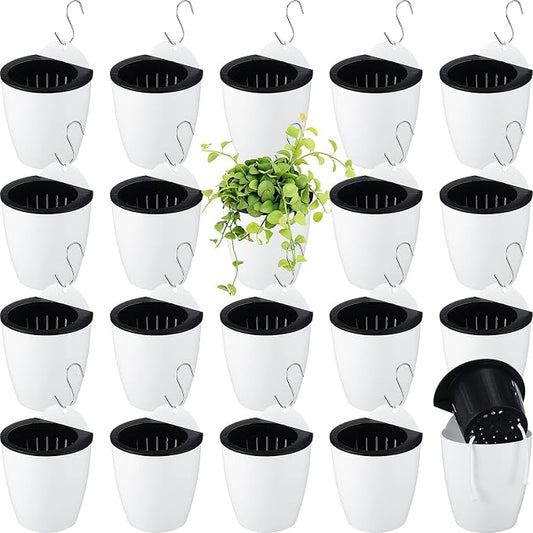 Yungyan 20 Sets 5" Self Watering Hanging Planter White Lazy Flower Pots Plastic by Yungyan