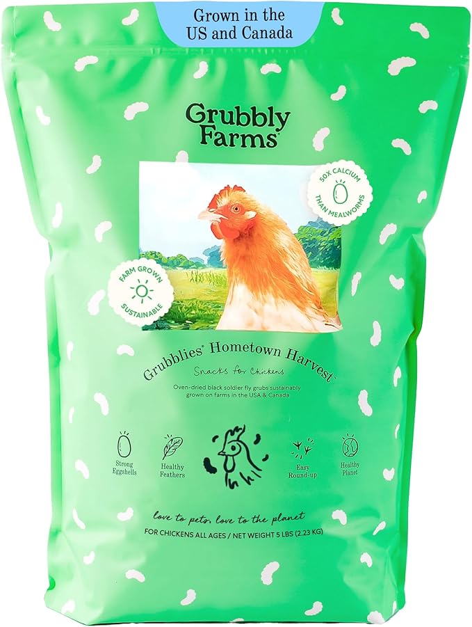 Grubblies - Black Soldier Fly Larvae for Chickens - Chicken Treats Grown in The US and Canada - for Strong Eggshells and Healthy Feathers - Grubblies Hometown Harvest 5LB