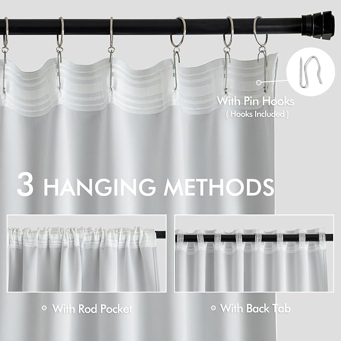 MIULEE Back Tab Light Blocking Curtains 84 Inch Length 2 Panels Set - Image 3