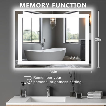 DUMOS 28.1"x36.1" LED Bathroom Mirror, Smart Anti-Fog Bathroom Vanity Mirror - Image 2