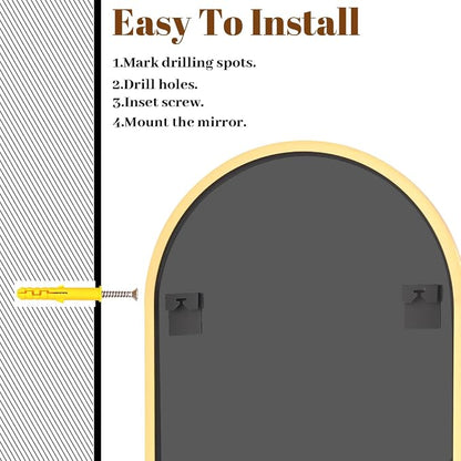 VooBang Wide Arched Wall Mirror, 38 x 40 inch Arch Bathroom Mirror, Wall - Image 5