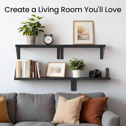 BAYKA Wall Mounted Floating Shelves, Wood Floating Wall Shelf - Image 2