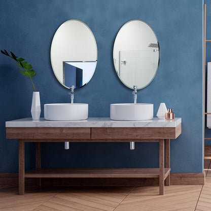 Bathroom Mirror for Over Sink, Oval Frameless Mirror, Beveled Polished Wall - Image 4