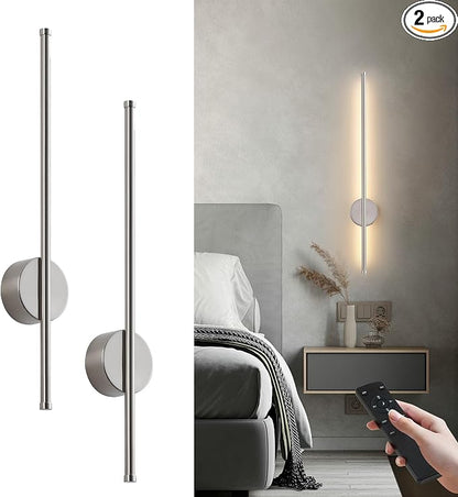 Battery Operated Modern Wall Sconces, Dimmable Wireless Wall Light Set of Two by KARTOOSH