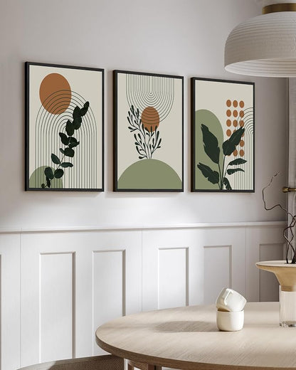 PHOPAGO Boho Plant Wall Art Green Botanical Bohemain Framed Wall Printing - Image 4