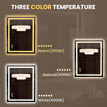 LOAAO 27.6"x35.4" LED Mirror for Bathroom, Lighted Bathroom Mirror - Image 6