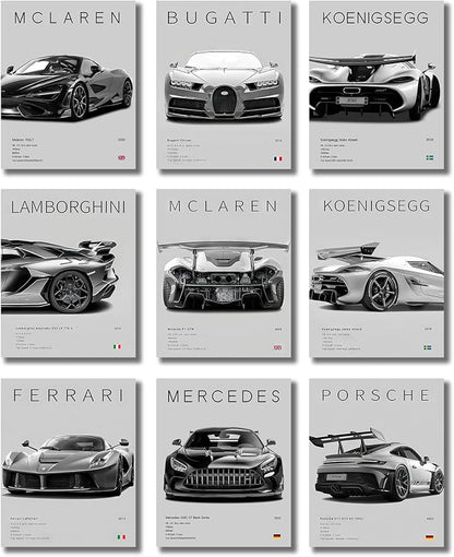 CSLGQGV Car Posters Vintage Racing Car Wall Art Supercar Canvas Prints Painting by Unknown