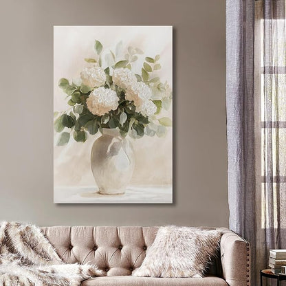 Hand painted Rustic Farmhouse Flower Canvas Wall Art, Soothing Calming Nature by JolyWell