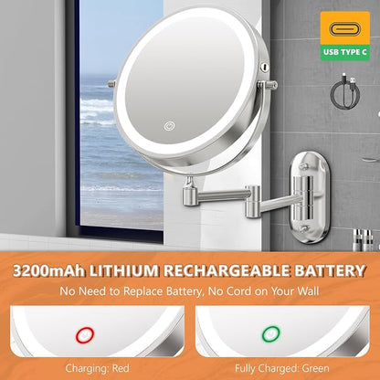 Auxmir 1X/30X Wall Mounted Lighted Makeup Mirror, Touch Dimmable 3 Color Light - Image 7