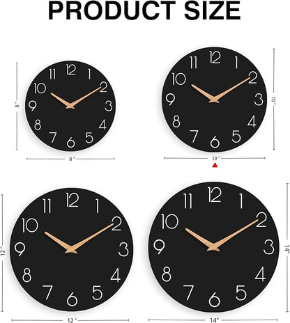 cicininc Wall Clock, 10 Inch Wooden Silent Non-Ticking, Decorative Battery - Image 5