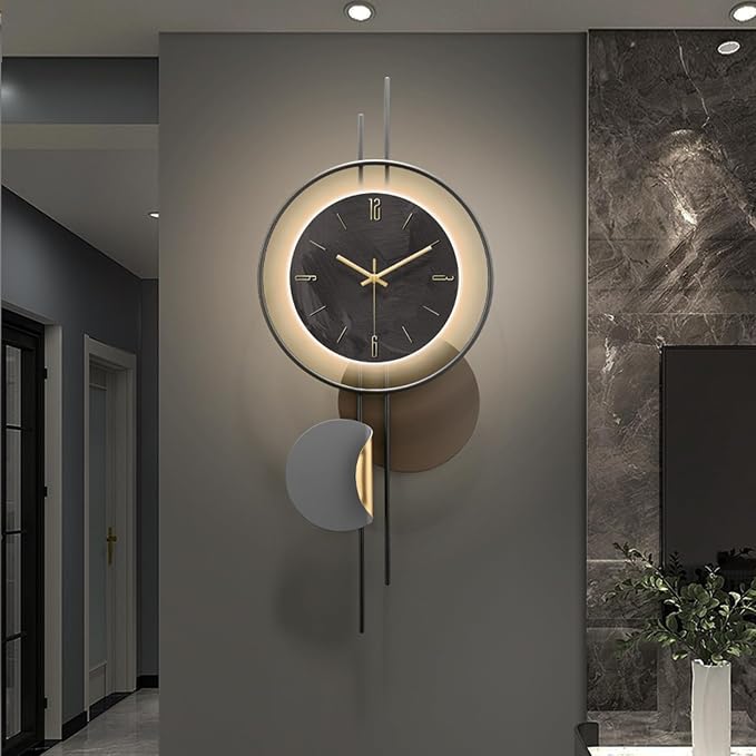 Modern Wall Clock for Living Room, Large Black Decorative Wall Clock - Image 2