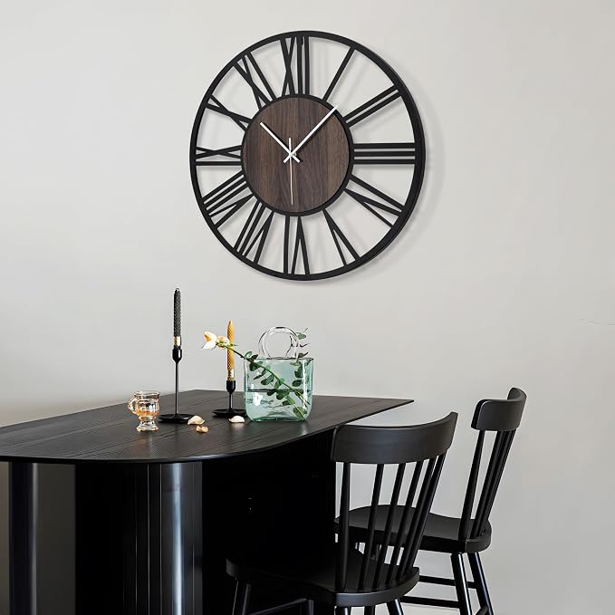 LEIKE Large Wall Clocks, Non Ticking, Battery Operated Rustic Round Modern Big - Image 7