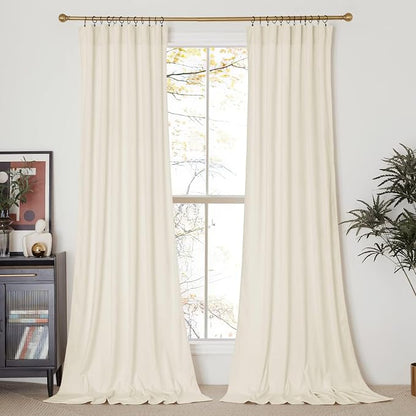 NICETOWN Ivory White Velvet Curtains 120 inches Long - Image 2