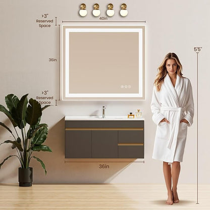 40X36 LED Bathroom Mirror with Lights, Backlit + Front Lit, Lighted Bathroom - Image 7