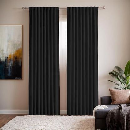 Black Blackout Curtains for Bedroom Living Room Windows 52 x 84 Inches Long 2 by Grichril