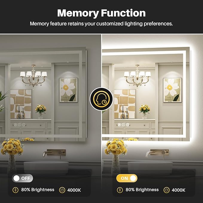 Briivue 72x32 Inch LED Bathroom Mirror - Image 6