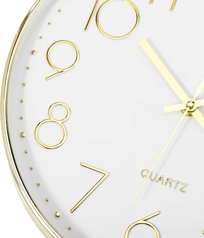 Foxtop Gold Wall Clock 12 Inch Silent Non-Ticking Battery Operated Round Modern - Image 9