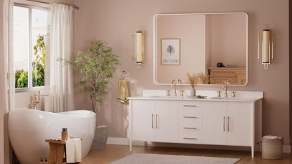 TETOTE 48 x 36 White Mirror for Bathroom Metal Frame Wall Mounted Rectangle - Image 8