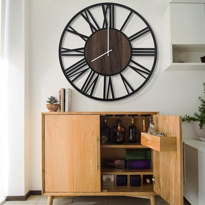 LEIKE Large LED Wall Clocks, Non Ticking, Battery Operated Rustic Round Modern - Image 6