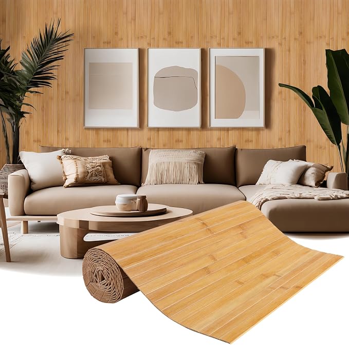 Natural Bamboo Wall Panel for Interior Wall Decor, Pole Wrap Wainscoting by EYAYEN