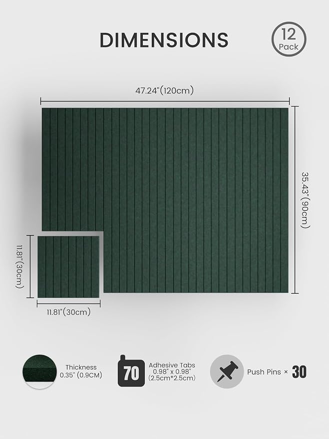 Bumusty Large Cork Board Alternative-48 x 36" Felt Bulletin Board Tiles - Image 2