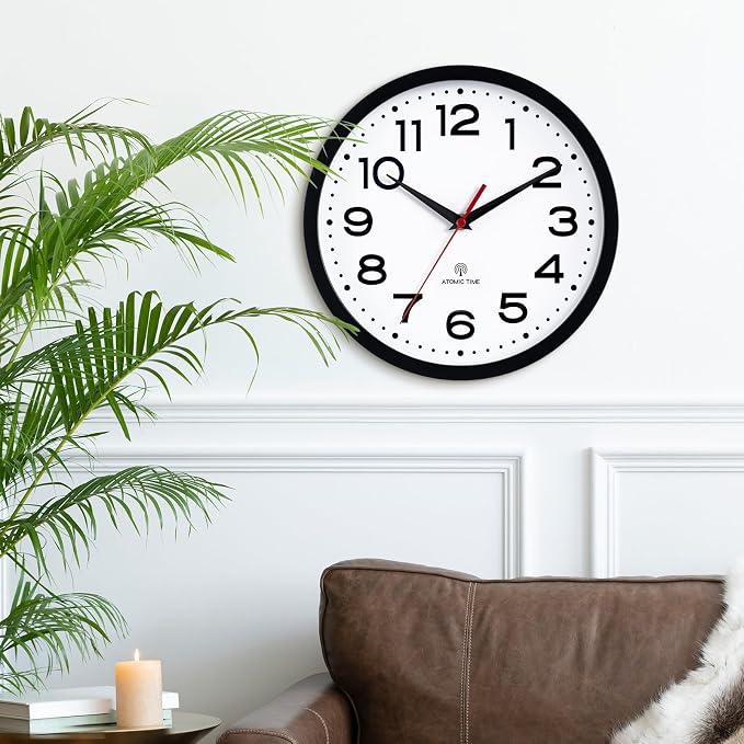 Roymnie Atomic Wall Clock 10 Inch, Modern Clock Battery Operated Classic Analog - Image 6
