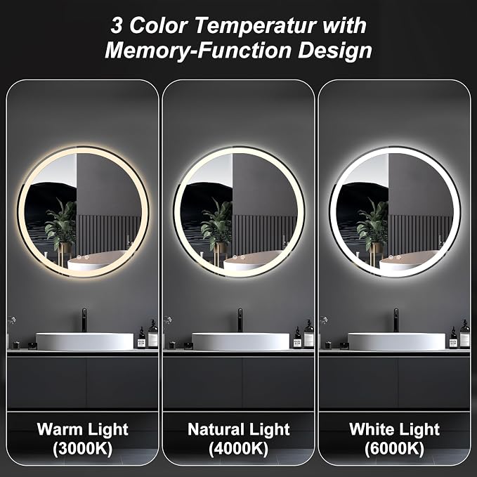Sweetcrispy 36-Inch Round LED Bathroom Backlit Mirror - Image 5