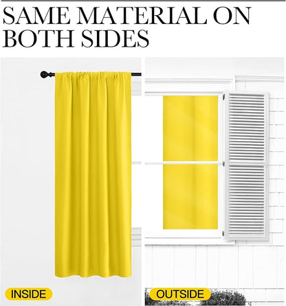NICETOWN Bright Yellow Blackout Curtains 63 inches Long - Image 6
