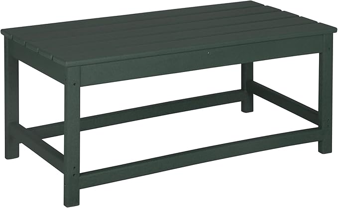 WO Home Furniture Adirondack Chairs Table Set of 3 PCS Outdoor Folding Chairs Coffee Table Weather/UV Resistant for Lawn, Garden, Bon Fire, Balcony (Dark Green)