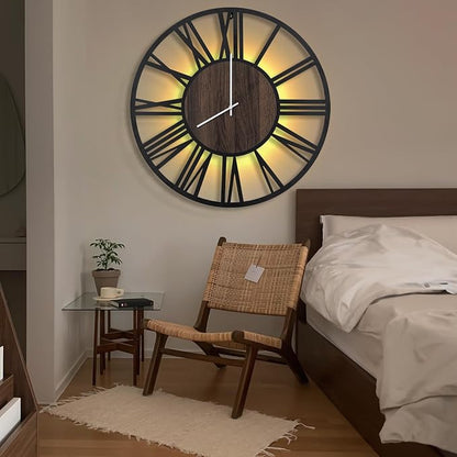 LEIKE Large LED Wall Clocks, Non Ticking, Battery Operated Rustic Round Modern - Image 7