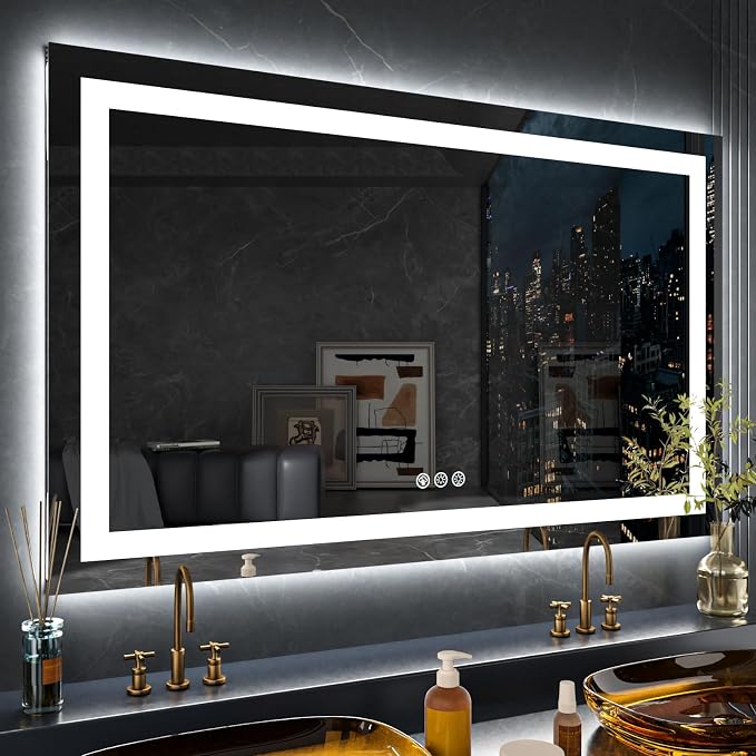 LOAAO 72X32 Inch RGB LED Bathroom Mirror by LOAAO