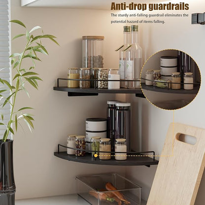 Corner Floating Shelves, Rustic Brown Wood, Wall Mount Storage - Image 5