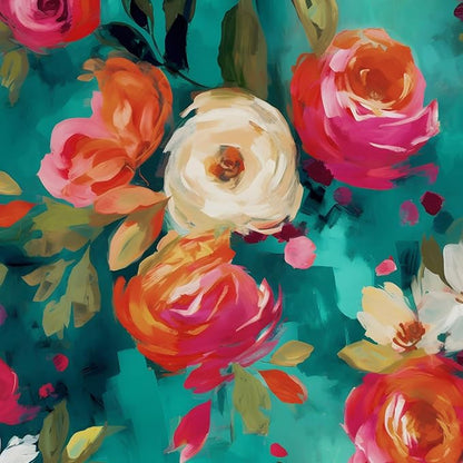 BOKEBEVE Watercolour Floral Peel and Stick Wallpaper Boho Vibrant Contact Paper by BOKEBEVE