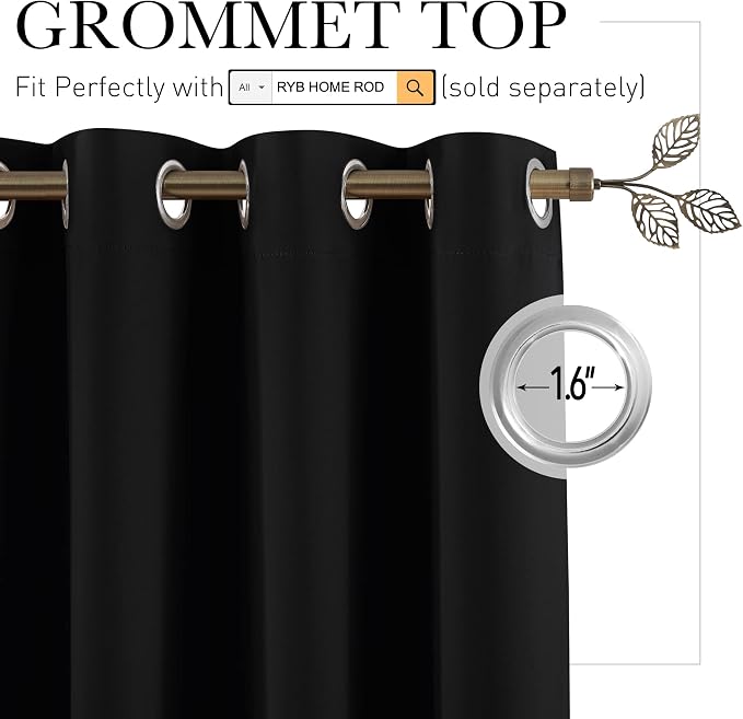 RYB HOME Room Divider Blackout Curtains, Portable Wind Proof Noise Reducing - Image 2
