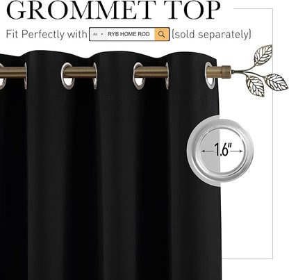 RYB HOME Black Privacy Office Divider Panel Extra Wide Long Curtain, Premium - Image 2