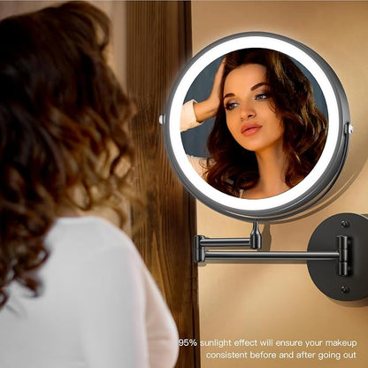 MNIENT Wall Mounted Lighted Makeup Mirror, 3 Color Led Vanity Mirror - Image 7