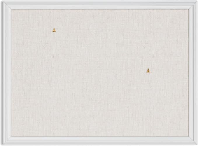U Brands Bulletin Board, 18 x 24 Inch Linen Fabric Pin Board, Farmhouse White by UBrands