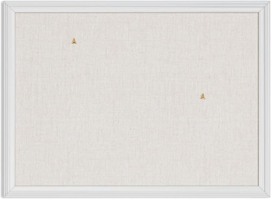 U Brands Bulletin Board, 18 x 24 Inch Linen Fabric Pin Board, Farmhouse White by UBrands