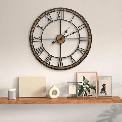 Micasso Large Farmhouse Wall Clock: 24 inch Modern Metal Black - Image 6