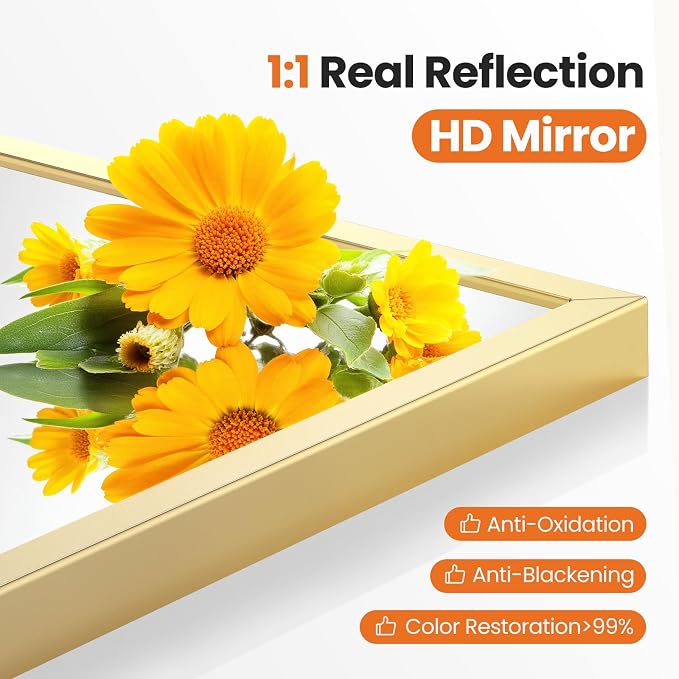 Sweetcrispy 31"x32" Arched Gold Bathroom Mirrors - Image 3