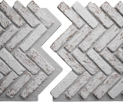 EverStone Herringbone Faux Brick Panel, 46 1/2"W x 25 1/4"H x 1"D, Rustic White - Image 8