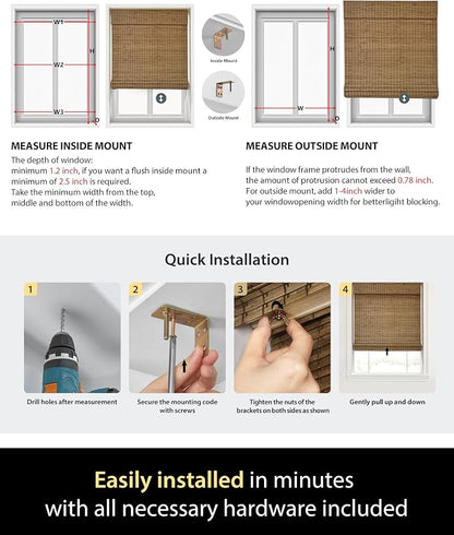 UNISHADES Cordless Bamboo Roman Shades - Image 6