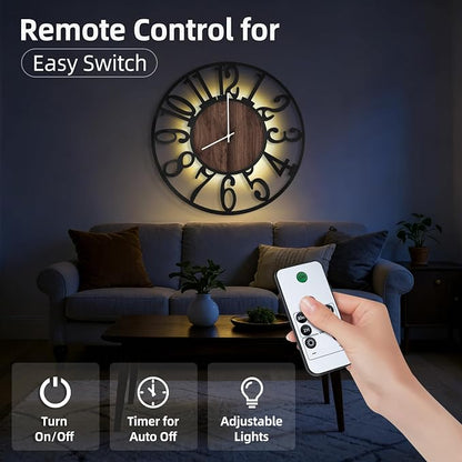 32'' Large Wall Clock with Adjustable Night Light, Glow in The Dark Decorative - Image 2