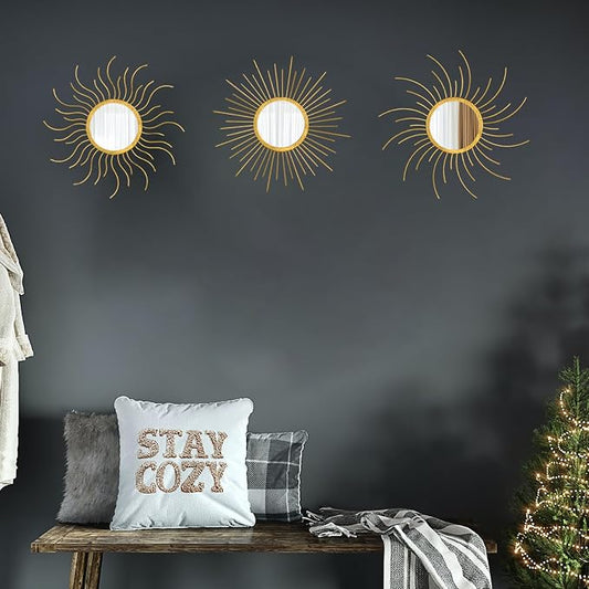 Mirror Decor Sunburst Mirrors Metal Sun Mirror Wall Decor Wall Mirror Home - Image 2