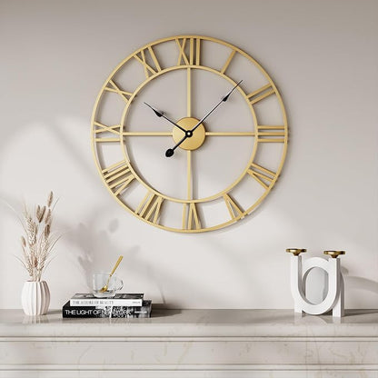 Cuspin Wall Clock Large Gold Clocks 20 Inch, Silent Non-Ticking - Image 2