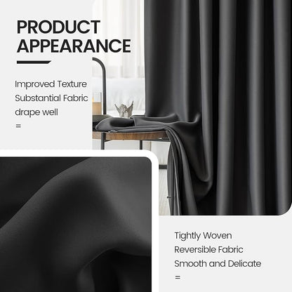 Black Blackout Curtains for Bedroom Living Room Windows 52 x 84 Inches Long 2 - Image 4